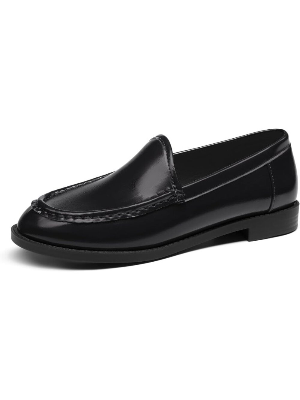 Women's All Black Loafers Slip On Flats Closed Toe Business Casual Shoes
